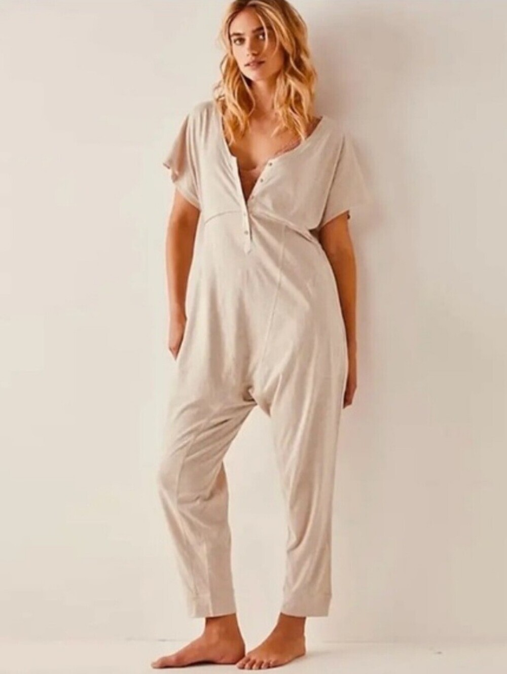 Intimately Free people Pillow Talk Romper SZ Small Harem Relaxed Cozy 832649 NEW